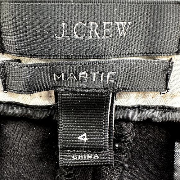 J. Crew Martie Pants Stretch Pleated Cotton High Rise Crop Pockets Black 4 - Picture 4 of 7